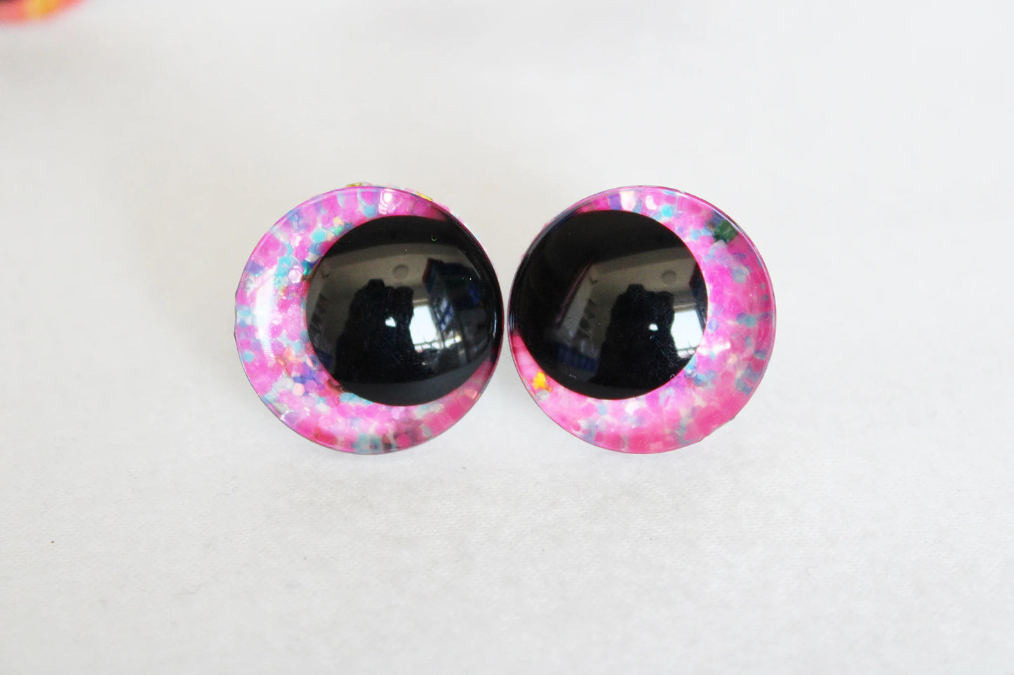 10Pairs Size 12-14-16-18-20-25-30-35-40mm Cartoon 3D Glitter Plush Funny Safety Eyes with Washer and Glitter Colour #DIY plush amigurumi toy making