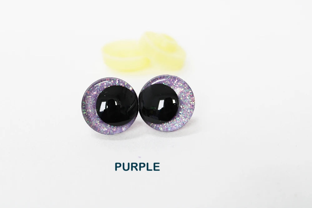 10Pairs Size 12-14-16-18-20-25-30-35-40mm Cartoon 3D Glitter Plush Amigurumi Funny Eyes Safety Eyes Black Pupil Eyes with Washer