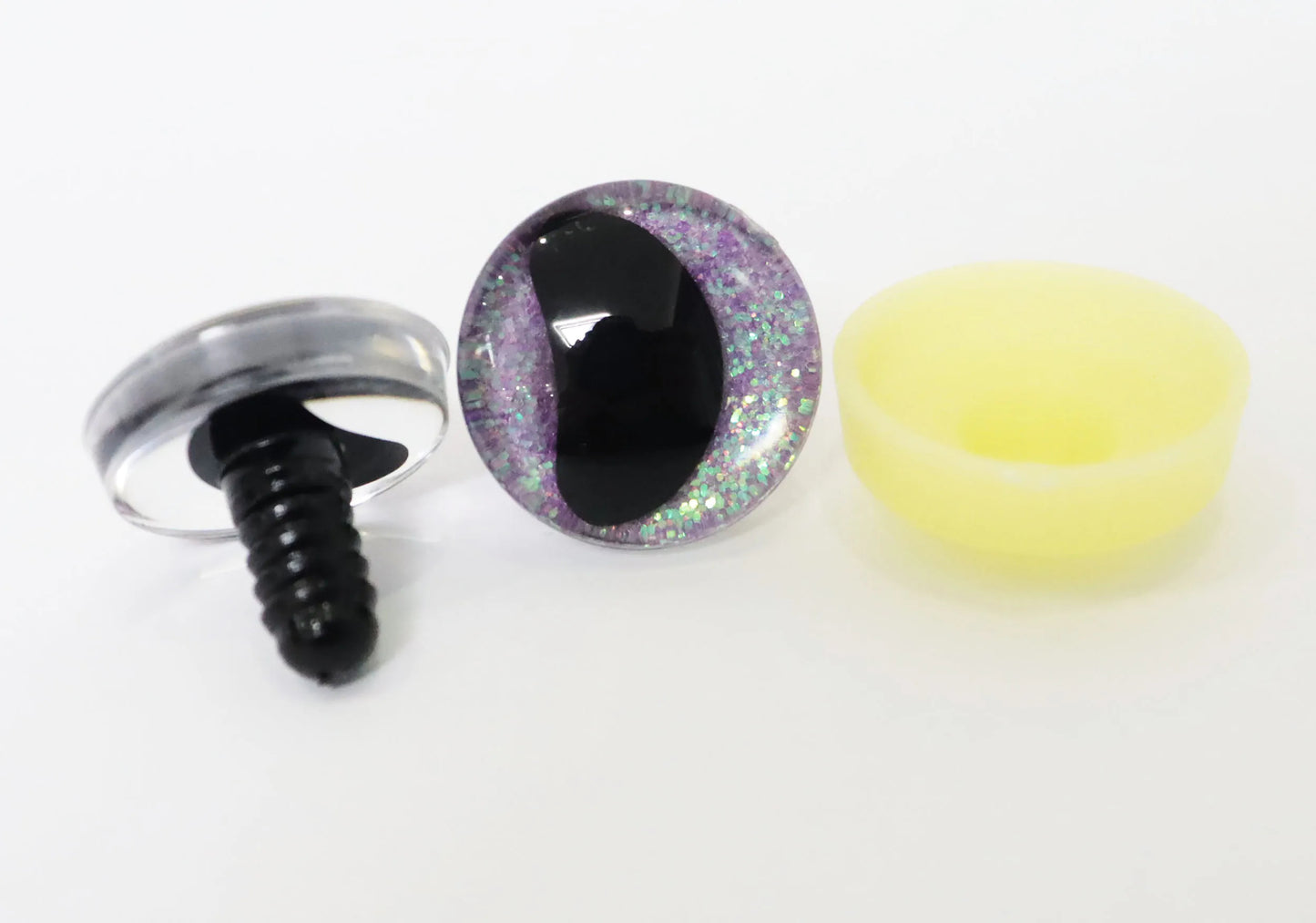 20PCs Size 16-18-20-25-30mm 3D Clear Safety Eyes with Black Pupil Funny Moon Eyes + Glitter Colour & Washer #DIY amigurumi plush stuffed doll toy making