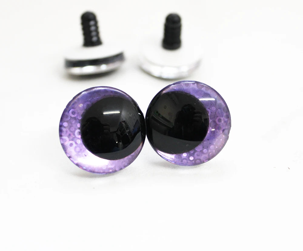 10Pairs Size 12-14-16-18-20-25-35-40mm Cartoon 3D Glitter Funny Toy Safety Eyes with glitter colour & washer #DIY Amigurumi Plush Stuffed making