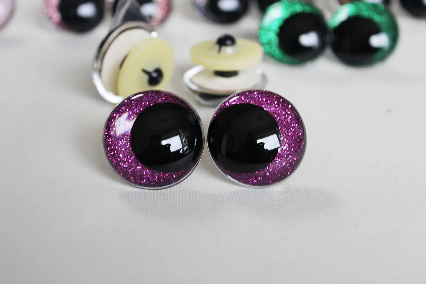 10Pairs Size 12mm-20mm Cartoon Round Glitter Plush Funny Toy Safety Eyes with glitter colour and washer #doll animal plush stuffed crochet amigurumi making