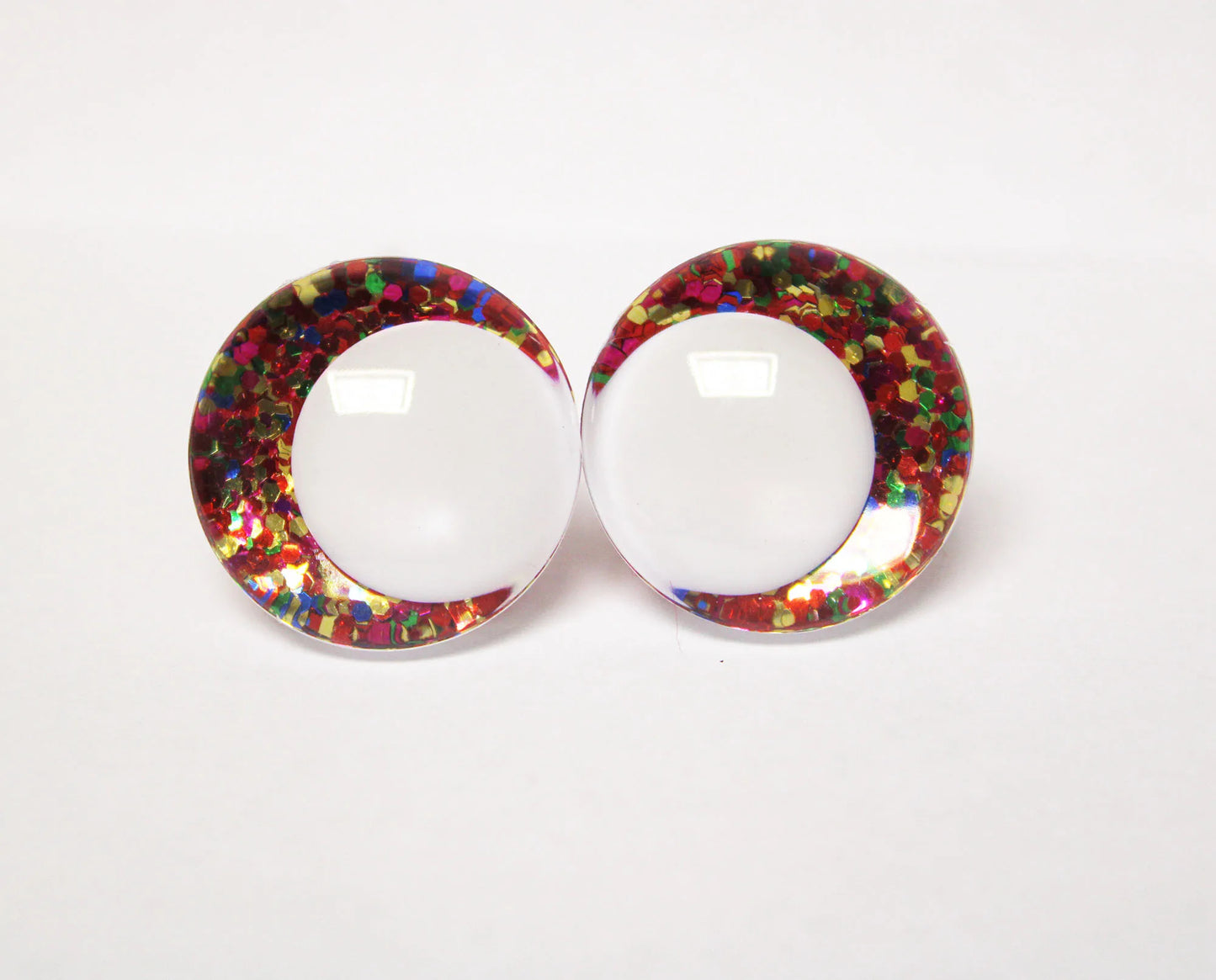 10Pairs Size 14-16-18-20-25-30-35mm Cartoon 3D Round Glitter Plush Funny Toy Safety Eyes with White Pupil Eyes with Glitter Colour and Washer #DIY amigurumi stuffed making