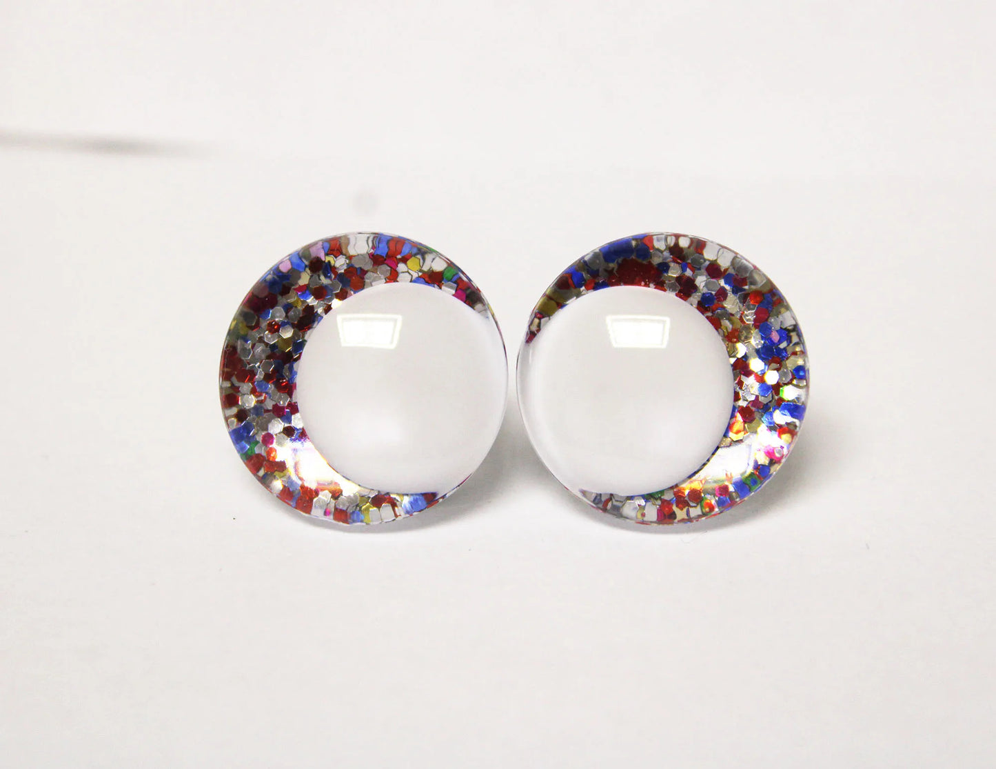 10Pairs Size 14-16-18-20-25-30-35mm Cartoon 3D Round Glitter Plush Funny Toy Safety Eyes with White Pupil Eyes with Glitter Colour and Washer #DIY amigurumi stuffed making