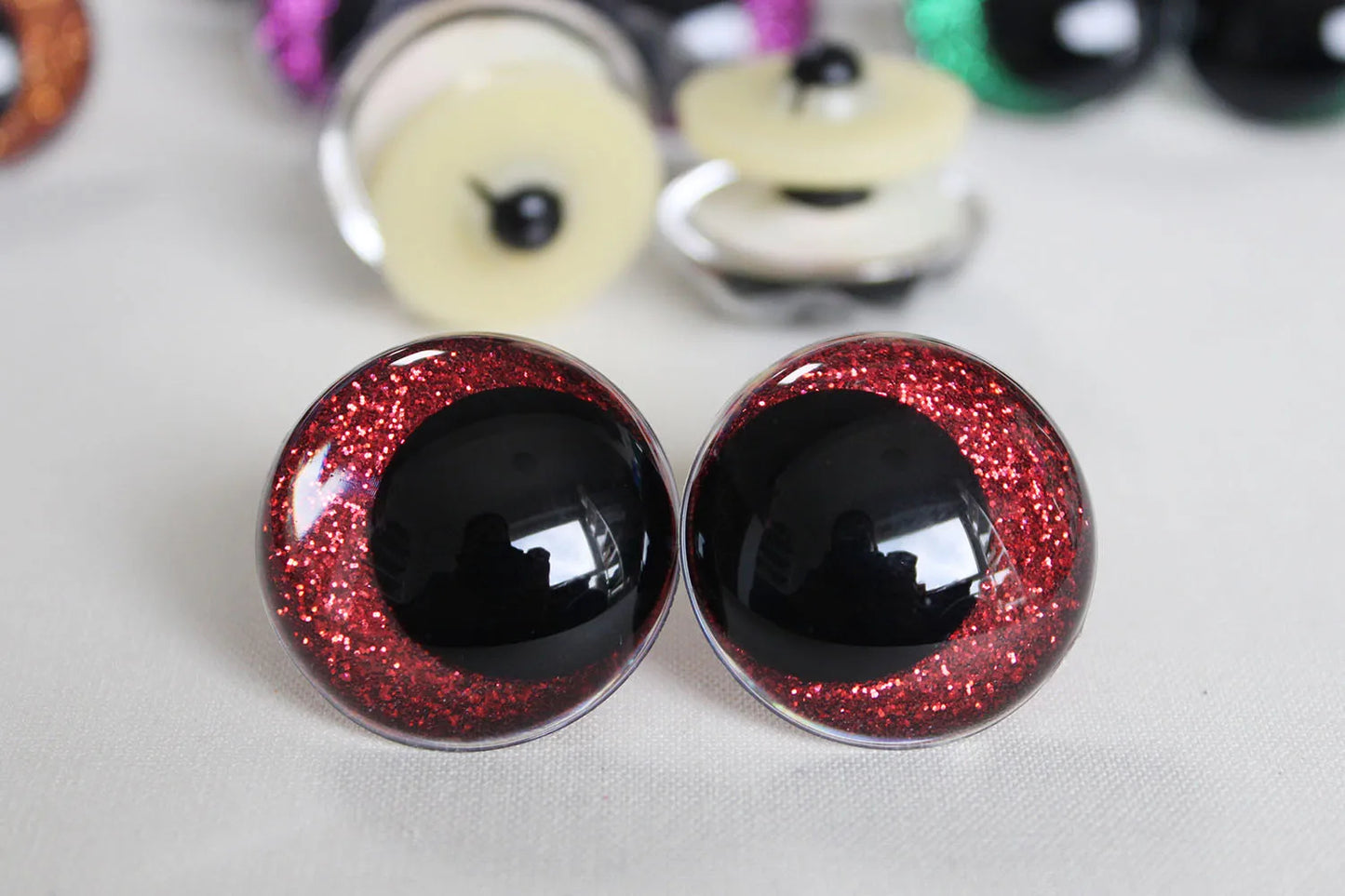 10Pairs Size 12mm-20mm Cartoon Round Glitter Plush Funny Toy Safety Eyes with glitter colour and washer #doll animal plush stuffed crochet amigurumi making