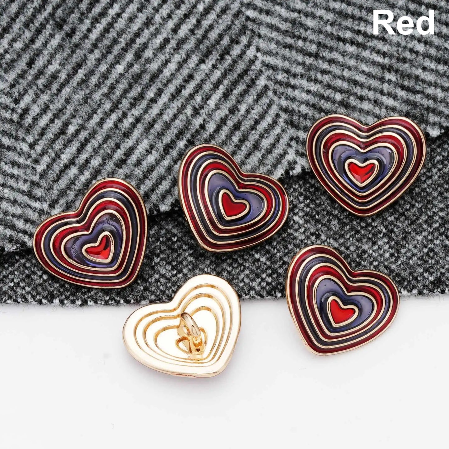 5PCs 18mm/23mm Heart Shape Metal Button in Assorted Colours Shank Style for DIY clothing sewing overcoat blazer jacket cardigan