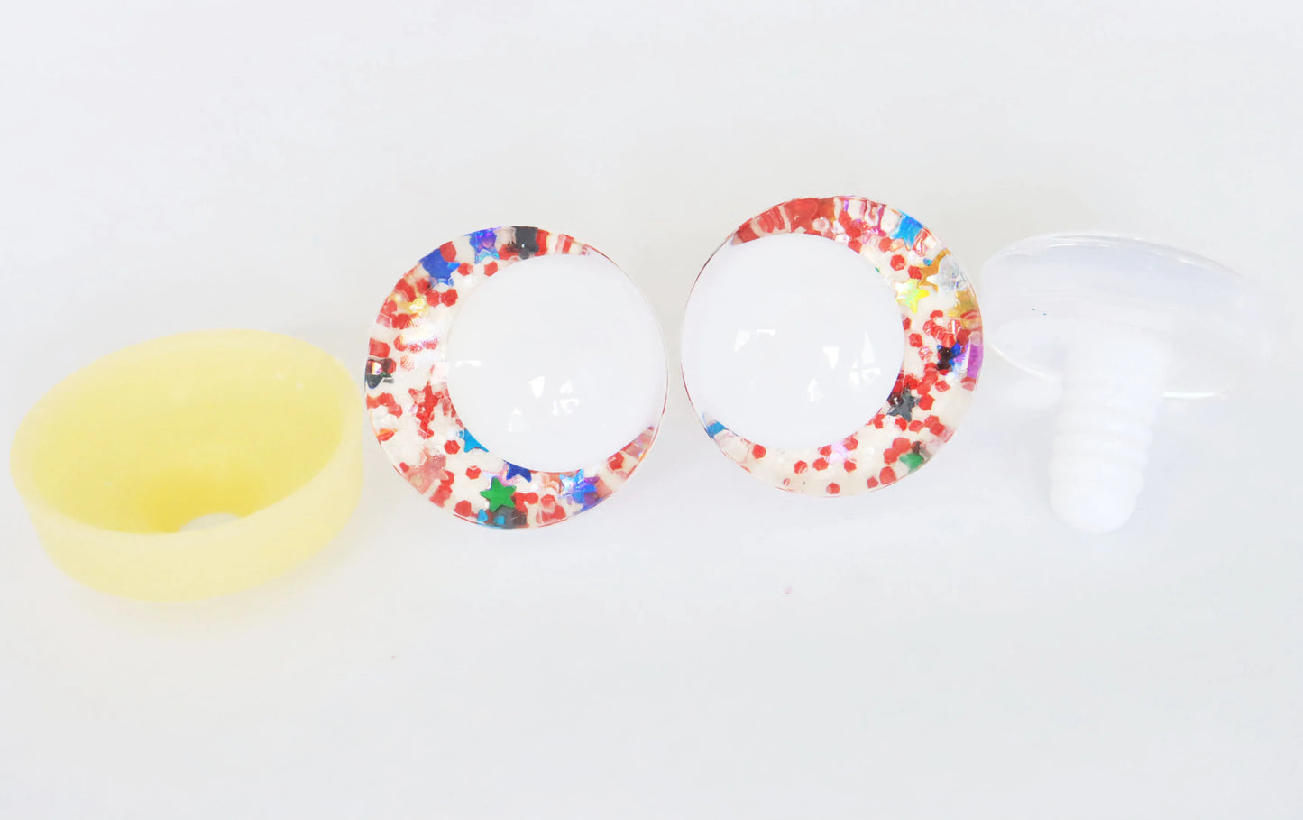 10Pairs Size 14mm-35mm Cartoon 3D Glitter Funny Style Safety Eyes with White Pupil Eyes, Glitter Colour & Washer #DIY amigurumi plush making