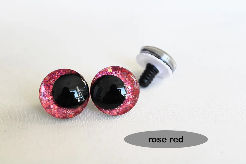 10Pairs Size 12-14-16-18-20-25-30-35-40mm Cartoon 3D Glitter Plush Funny Toy Safety Eyes with glitter colour & washer #DIY amigurmi plush