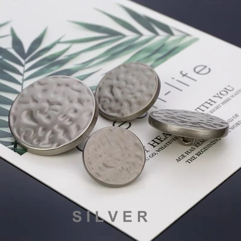 Round Metal Shank Button, Gold/Silver, Size 15mm, 20mm, 25mm, 30mm, 10PCs