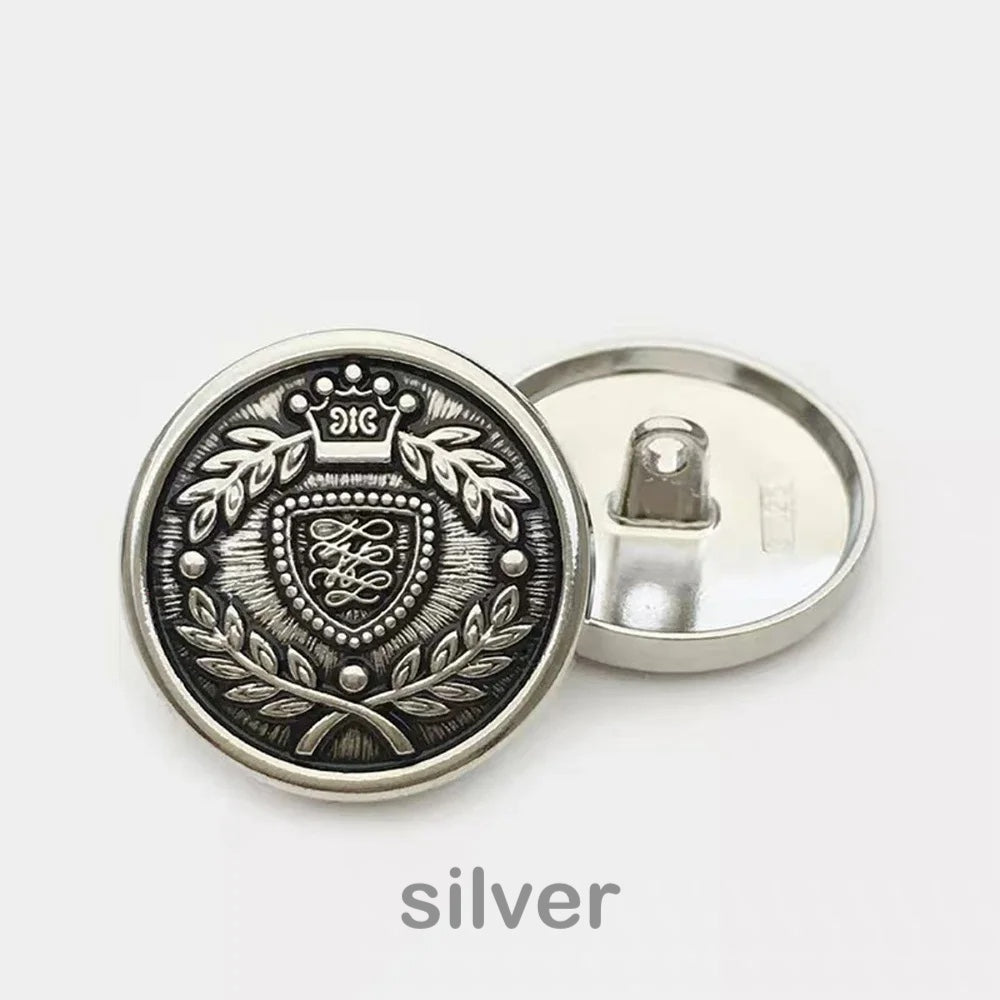 10PCs 15mm 18mm 20mm 23mm Vintage Round Metal Shank Button in Gold or Silver Style