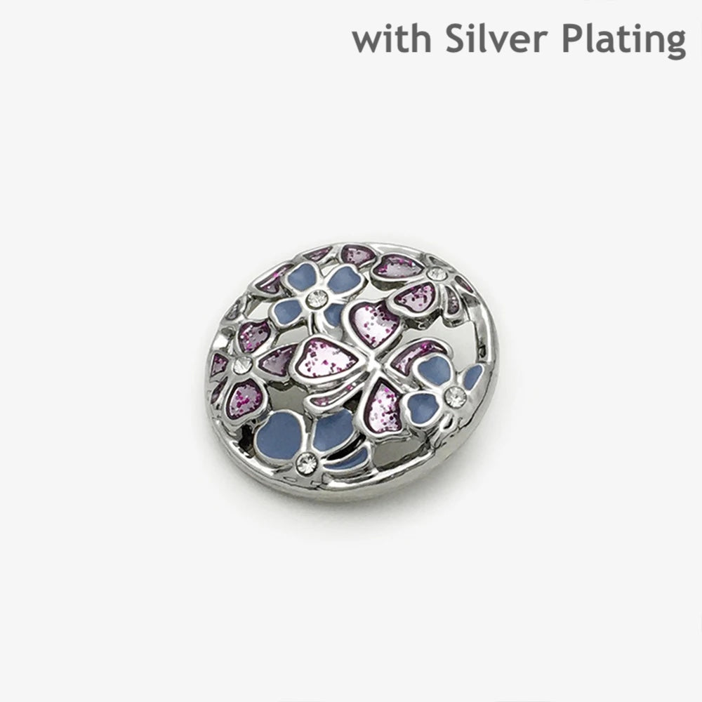 10PCs 17.5mm 22.5mm Round Metal Button Hollow Style 4 Petals Design 2 Colours option