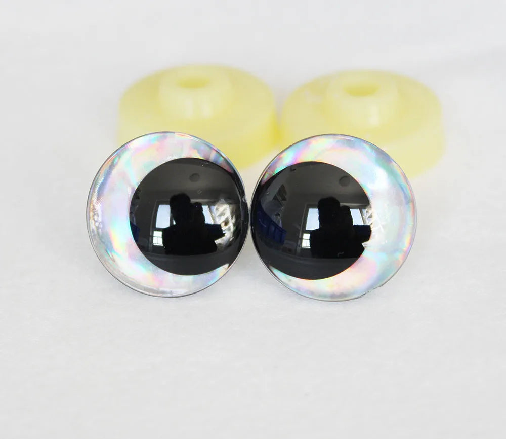 10Pairs Size 12mm 14mm 16mm 18mm 20mm Cartoon 3D Glitter Funny Toy Safety Eyes Black Pupil Eyes and Washer #DIY plush amigurumi stuffed craft