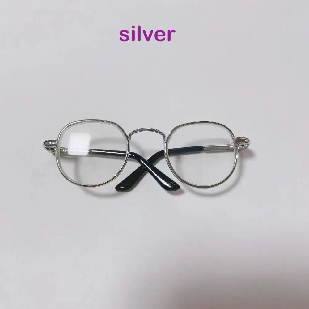 1 Piece 8.2cm Toy Doll Almost Round Metal Frame Eyeglasses in #DIY Plush Doll BJD Blyth American Girls Doll