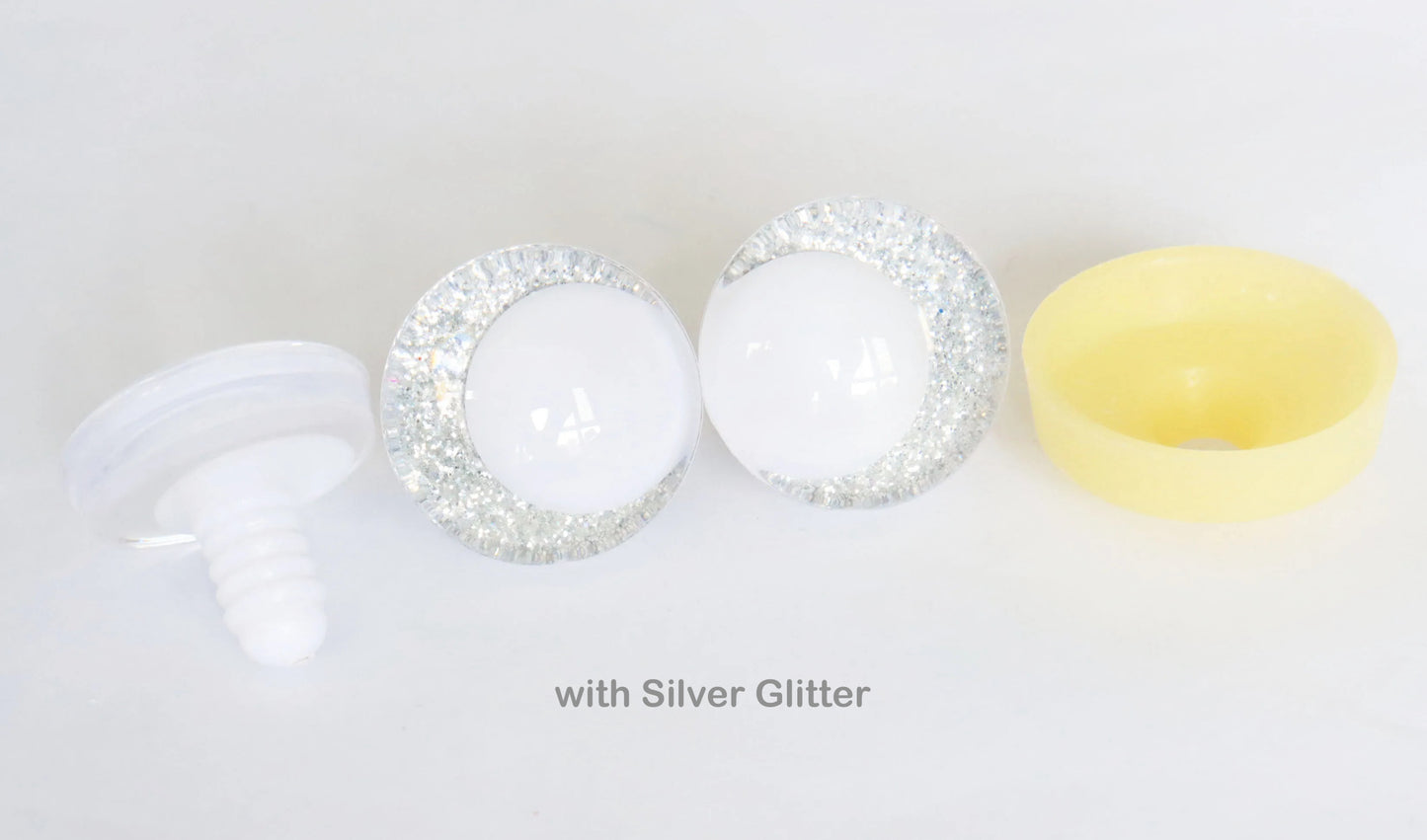 10Pairs Size 14mm-20mm Cartoon 3D Glitter Funny Style Safety Eyes with White Pupil Eyes, Glitter Colour & Washer #DIY amigurumi plush making