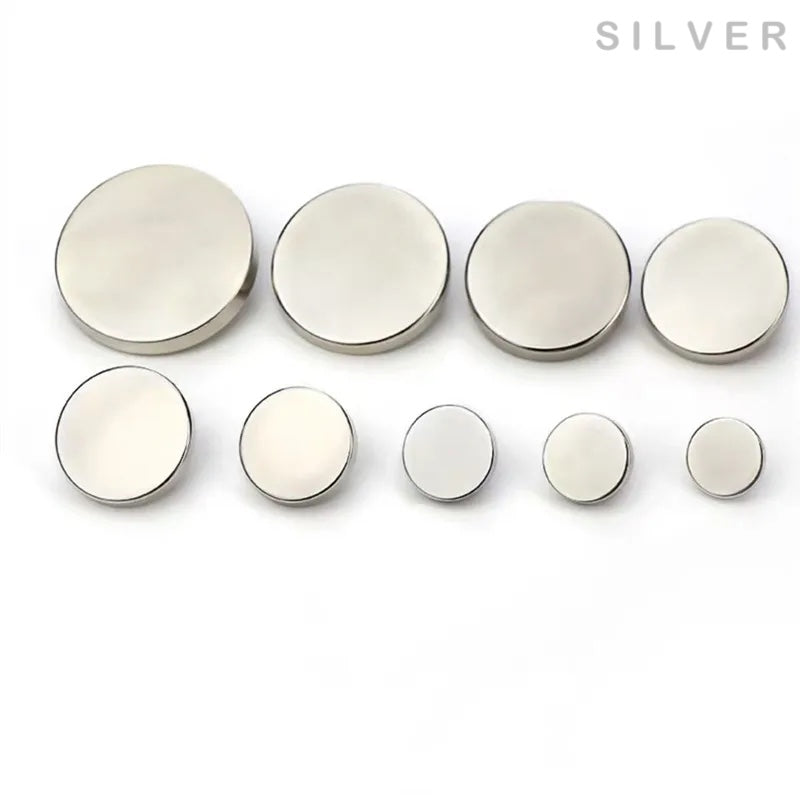 10PCs 10mm/15mm/20mm/25mm Round Metal Sewing Shank Button in Gold Silver Dark Grey Style