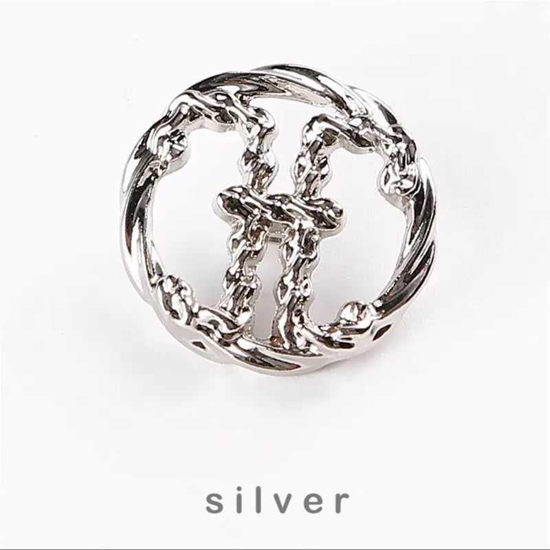 10PCs 18mm/20mm/23mm/25mm Gold Silver Round Hollow Metal Button