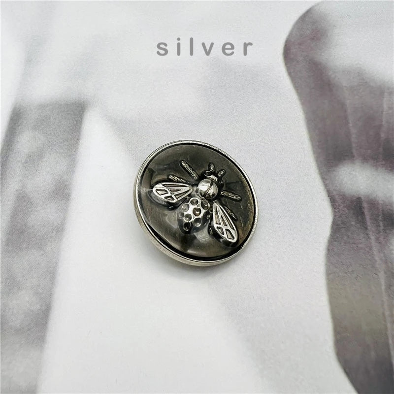 10PCs 20mm 25mm Silver/Gold/Black Bee Design Round Metal Shank Button