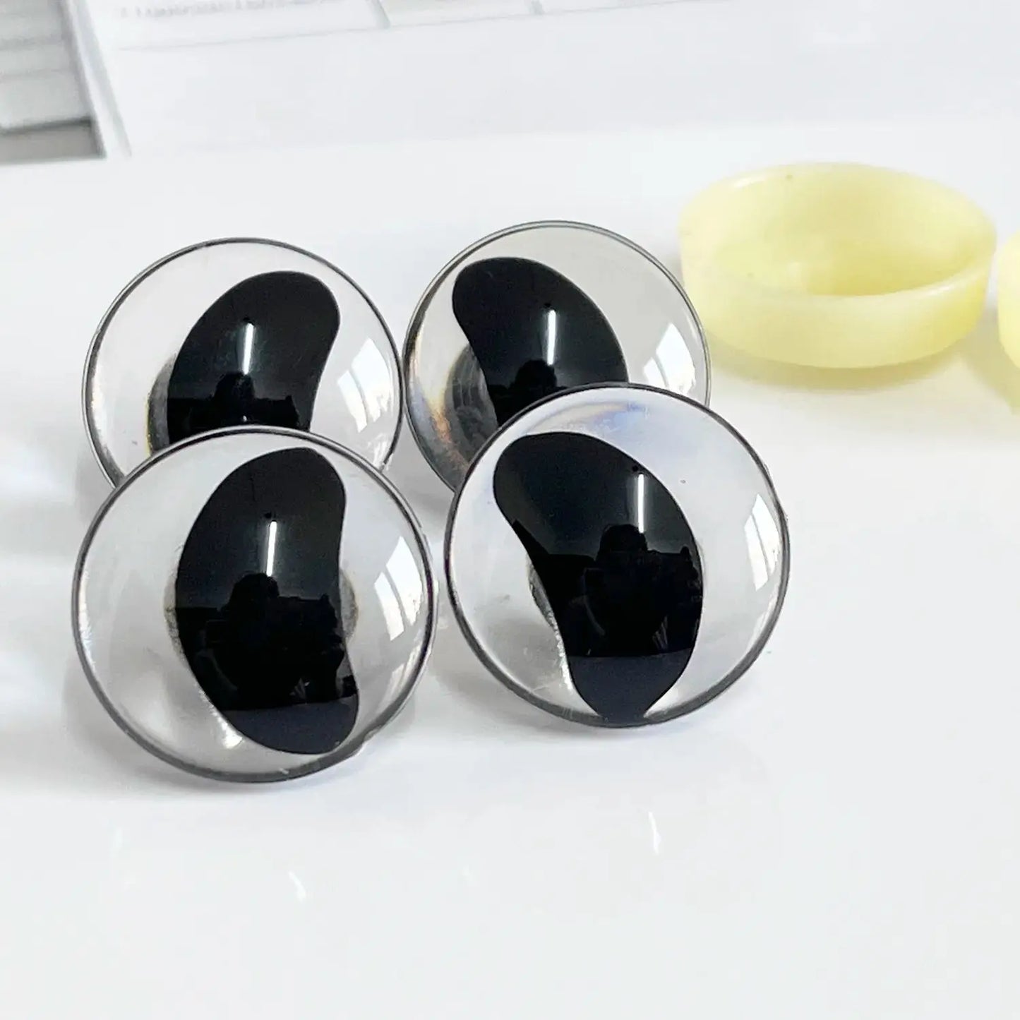 20PCs Size 16-18-20-25-30mm 3D Clear Safety Eyes with Black Pupil Funny Moon Eyes+Glitter Colour & Washer #DIY amigurumi plush stuffed doll toy making