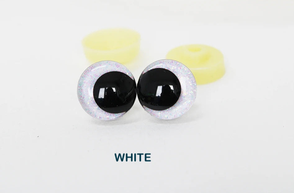 10Pairs Size 12-14-16-18-20-25-30-35-40mm Cartoon 3D Glitter Plush Amigurumi Funny Eyes Safety Eyes Black Pupil Eyes with Washer
