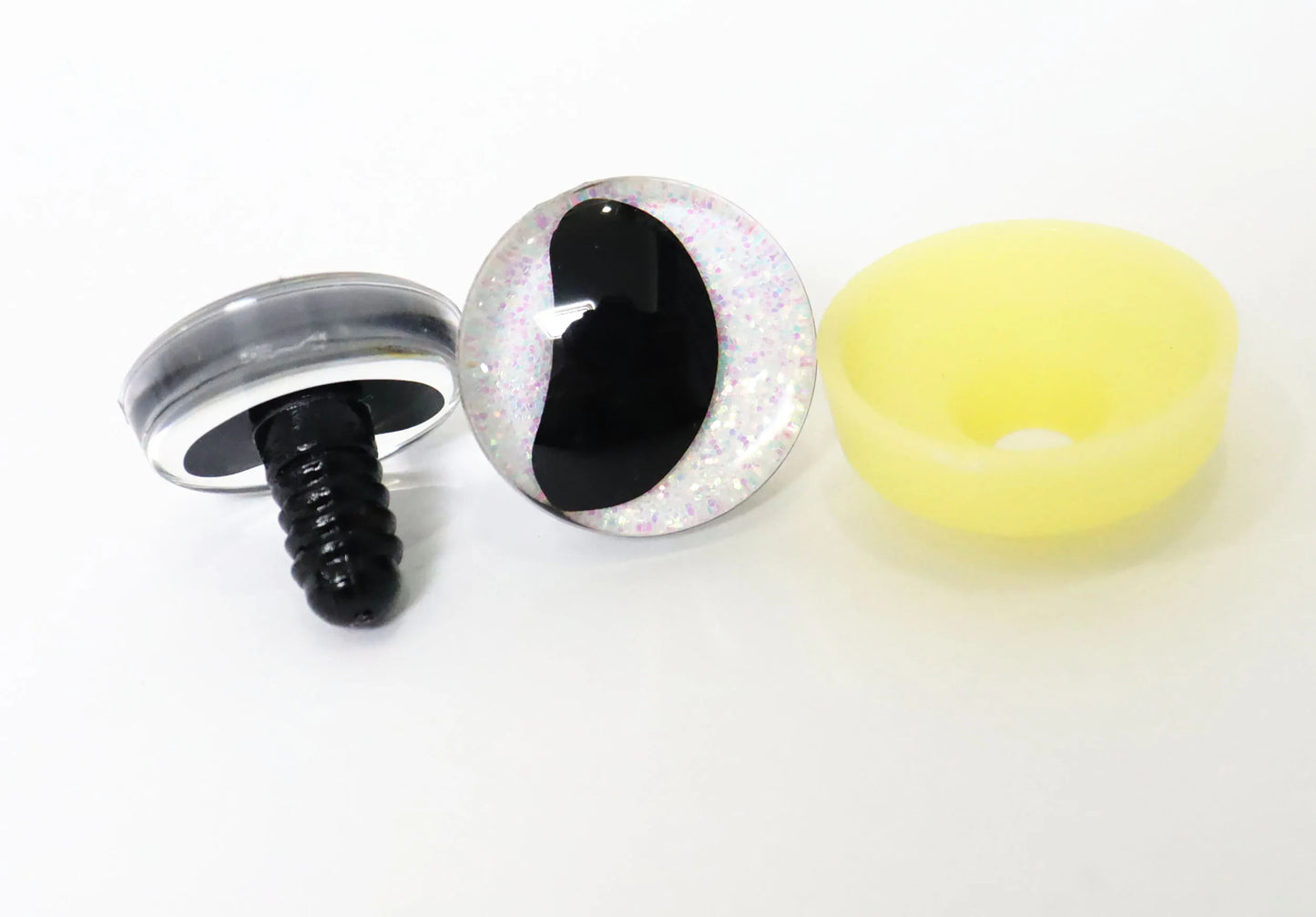 20PCs Size 16-18-20-25-30mm 3D Clear Safety Eyes with Black Pupil Funny Moon Eyes + Glitter Colour & Washer #DIY amigurumi plush stuffed doll toy making