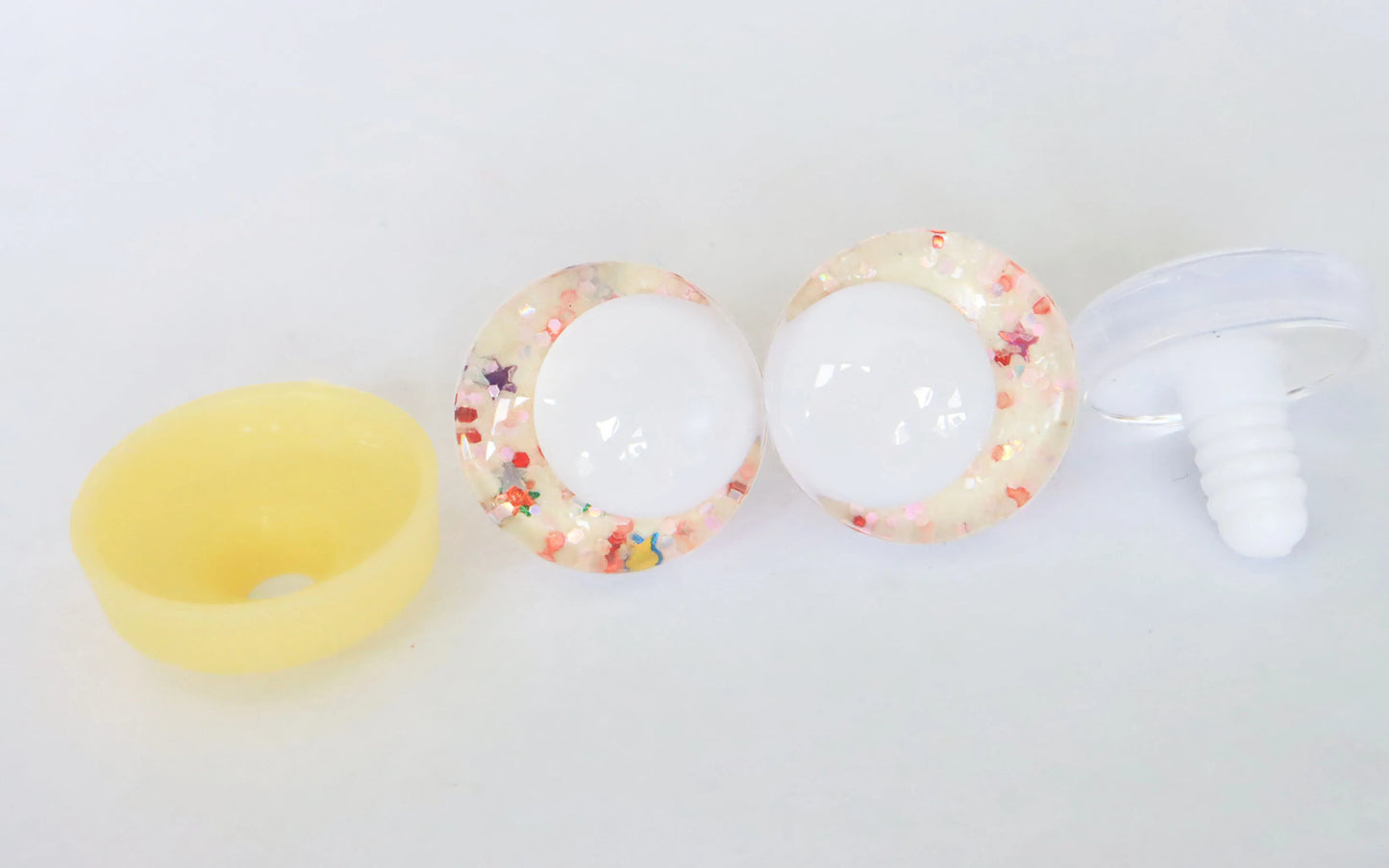 10Pairs Size 14mm-35mm Cartoon 3D Glitter Funny Style Safety Eyes with White Pupil Eyes, Glitter Colour & Washer #DIY amigurumi plush making