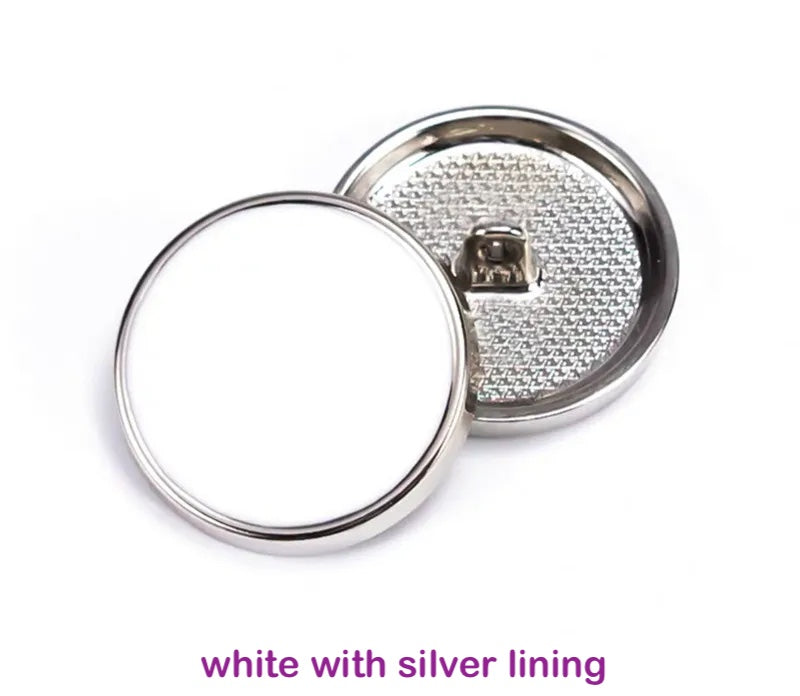 10PCs 11.5mm 15mm 20mm 25mm Black Metal Button White Metal Button with lining round shank style buttons