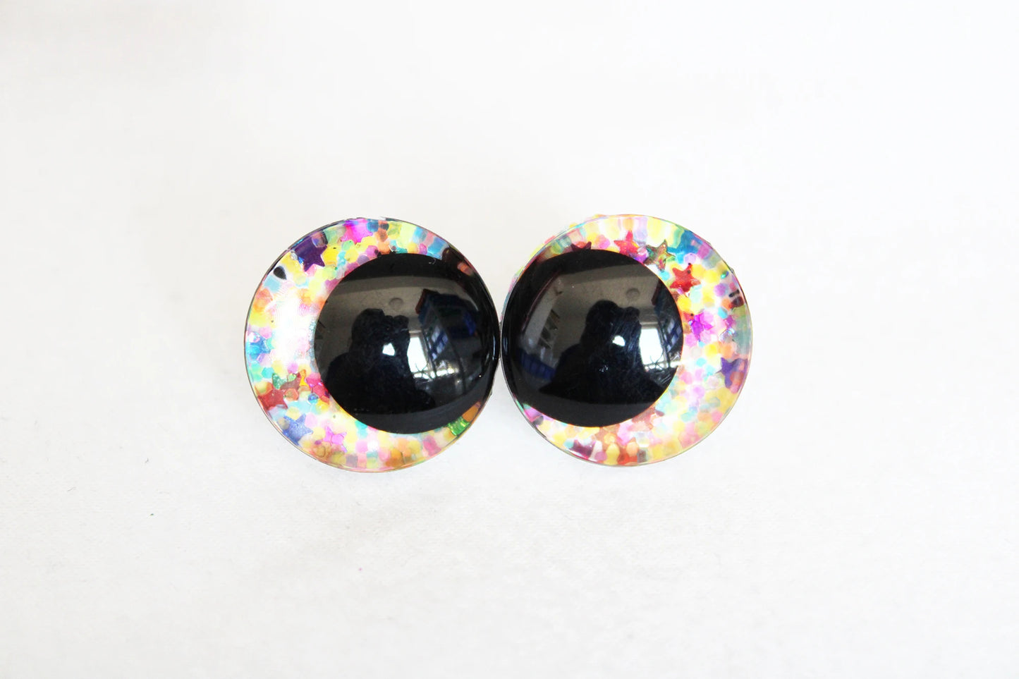 10Pairs Size 12-14-16-18-20-25-30-35-40mm Cartoon 3D Glitter Plush Funny Safety Eyes with Washer and Glitter Colour #DIY plush amigurumi toy making