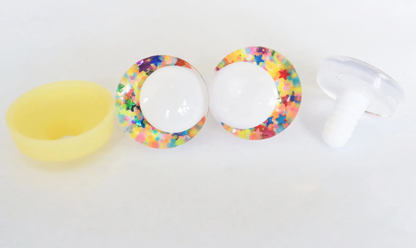 10Pairs Size 14mm-35mm Cartoon 3D Glitter Funny Style Safety Eyes with White Pupil Eyes, Glitter Colour & Washer #DIY amigurumi plush making