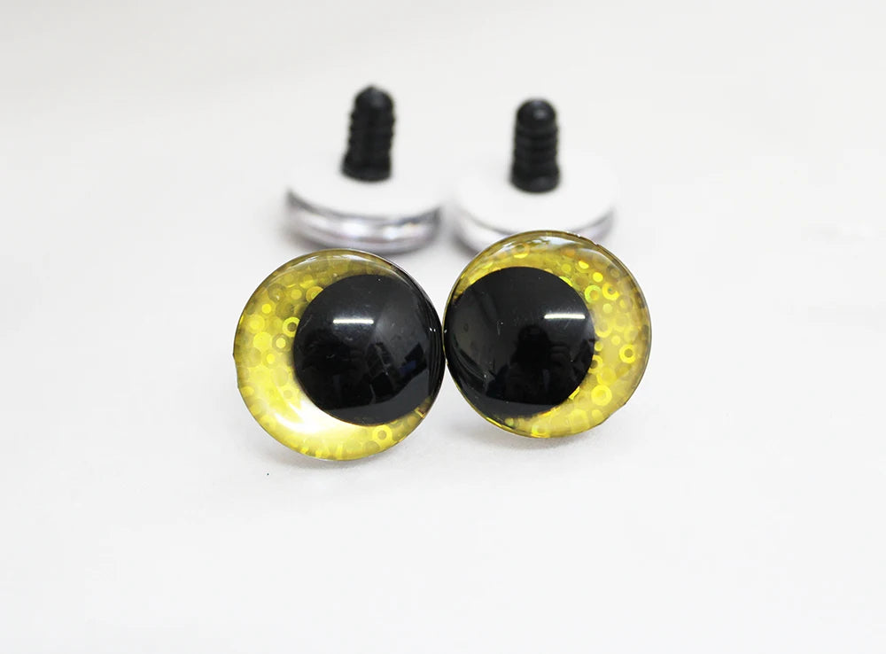 10Pairs Size 12-14-16-18-20-25-35-40mm Cartoon 3D Glitter Funny Toy Safety Eyes with glitter colour & washer #DIY Amigurumi Plush Stuffed making