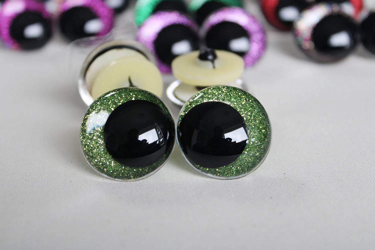 10Pairs Size 12mm-20mm Cartoon Round Glitter Plush Funny Toy Safety Eyes with glitter colour and washer #doll animal plush stuffed crochet amigurumi making